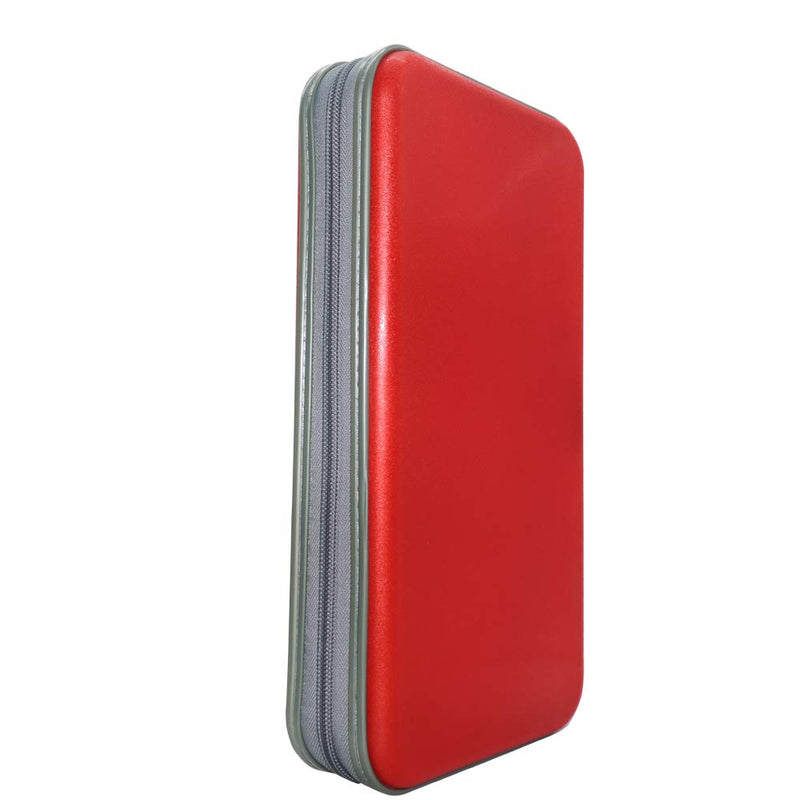 [Australia - AusPower] - Watruer CD Case, 80 Capacity DVD Storage DVD Case Holder VCD Wallet Organizer Protective Hard Plastic Portable Case Cover - Red 