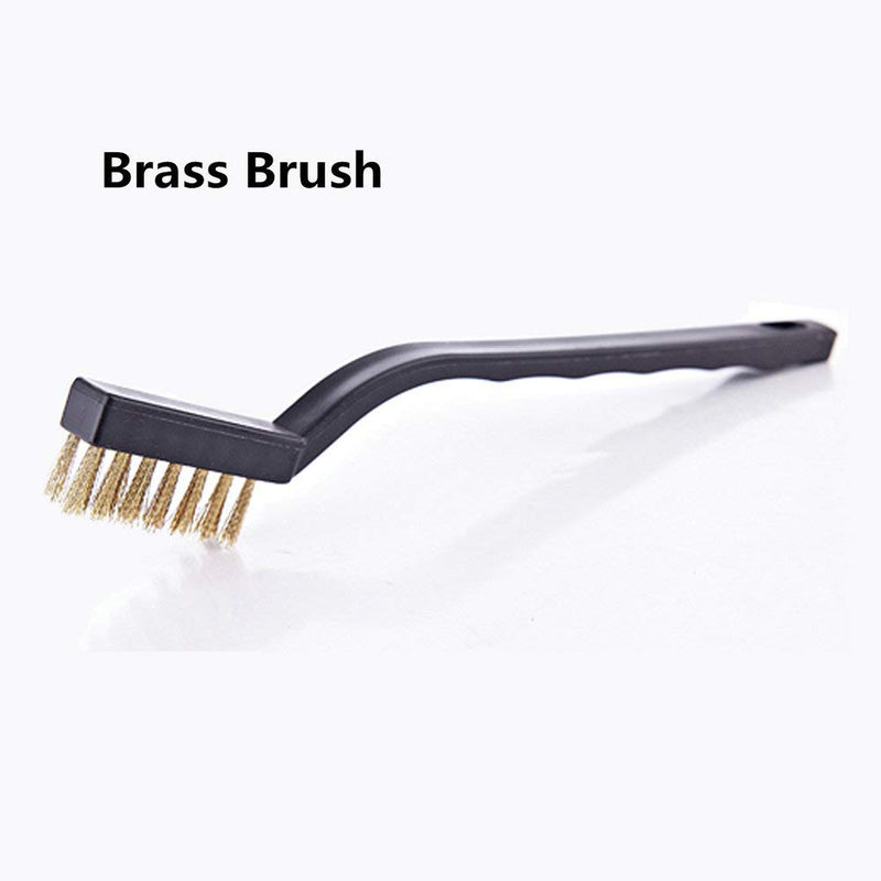 [Australia - AusPower] - 12PCS MINI Wire Brushes, Stainless Steel & Brass Brush Set, Curved Handle Scratch Brush for Automotive, Cleaning Welding Slag and Rust 12Pcs Wire Brushes Set 