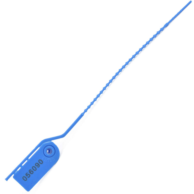 [Australia - AusPower] - 100 Pull Tite Signage Security Plastic Beaded Seals Tamper Proof Numbered Locks Breakable Adjustable Length Tags for Clothes, Shoes and Bags 210mm Blue 100pcs 