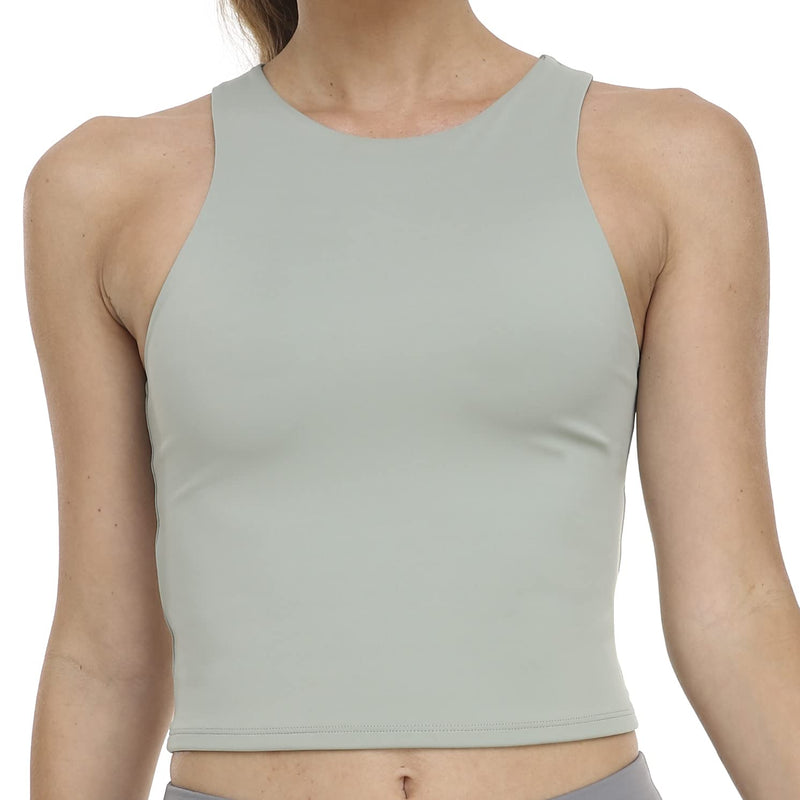 [Australia - AusPower] - Colorfulkoala Women's Essential Basic Cropped Tank Body Contour Yoga Tops X-Small Sage Green 