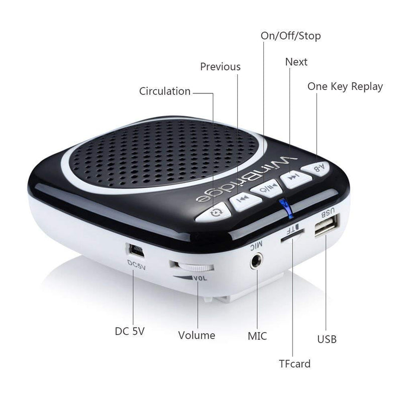 [Australia - AusPower] - WinBridge WB001 Portable Voice Amplifier with Headset Microphone Personal Speaker Mic Rechargeable Ultralight for Teachers, Elderly, Tour Guides, Coaches, Presentations, Christmas Gift Teacher 