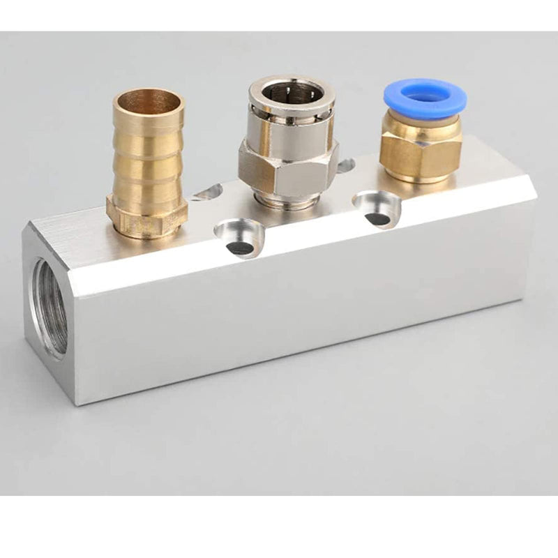 [Australia - AusPower] - 6 Way Pneumatic Manifold Air Distribution Block, G1/2 Supply Port, G1/4-Inch Output Port, Aluminum Alloy 6 Way 8 Port 