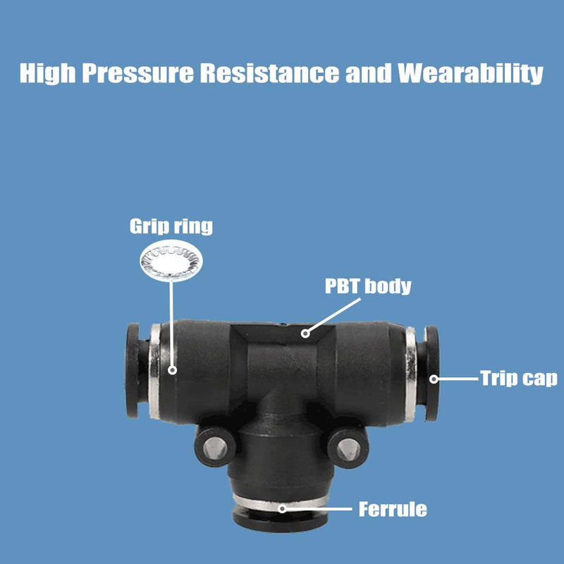 [Australia - AusPower] - Jienk 20PCS Union Tee Push to Connect Airline Fittings for 1/4 5/16 3/8 1/2 Tube, Quick Release Pneumatic Connector for Air Compressor Air Brake Shop Air Tee Combo 