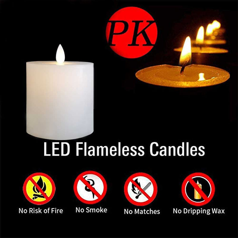[Australia - AusPower] - Jolnyus 3x3 inch White Flameless Candles Set of 3 Flickering LED Candles Battery Operated with Remote Control Timers for Concert Fireplace Livingroom Party Dimmable Pillar Candles Flat top 