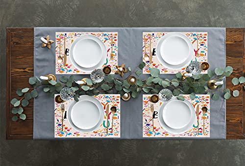 [Australia - AusPower] - Birthday Party Placemats Set of 4,Happy Birthday Table Mats Washable Farmhouse Table Placemat for Dining Table Kitchen Decor 4 PCS 