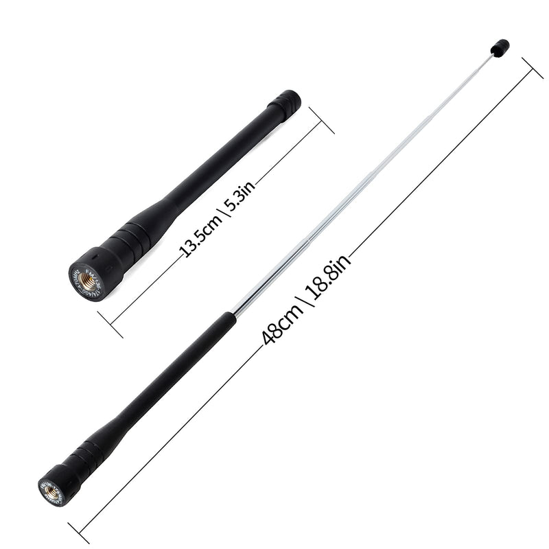 [Australia - AusPower] - HYSHIKRA Telescopic Rubber Dual Band 144/430Mhz 19inch 3dBi High Gain 10W Antenna SMA-Male Connector for TYT MD-UV380 MD-380 TH-UV3R TH-UV8000E YAESU VX-6R Kenwood 2-Way Radio HT Scanner (2pack) 