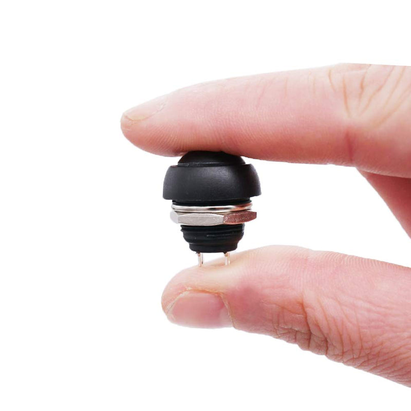 [Australia - AusPower] - Twidec/6Pcs 12mm 1/2" Mounting Hole On Off Mini Round Waterproof Momentary Push Button Switch Black PBS-33B-BK 