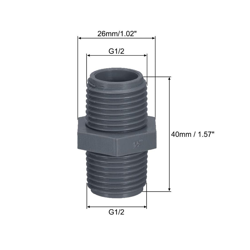 [Australia - AusPower] - uxcell Pipe Fittings Connector G1/2 X G1/2 Male Thread Adapter Plastic Hex Nipple 10pcs 