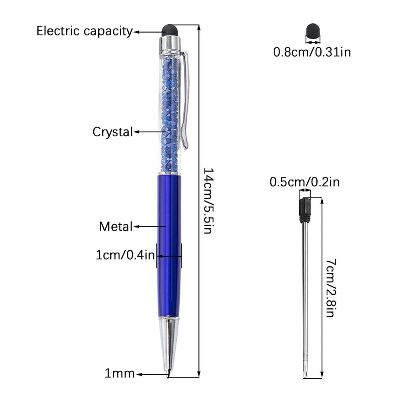 [Australia - AusPower] - 5Pcs Crystals Capacitive Touch Screen Stylus, FULANDL 2-in-1 Rhinestones Retractable Stylus Ballpoint Pen with 5Pcs Replacement Refills for School Office Supplies (Purple) purple 