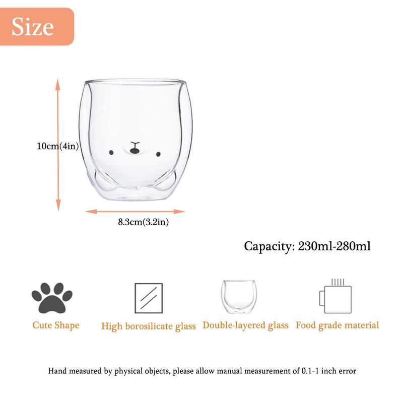 [Australia - AusPower] - Cute Mugs Glass Double Wall Insulated Glass Espresso Cup, Coffee Cup, Tea Cup, Milk Cup, Best gift for Office and Personal Birthday (Bear) Bear 
