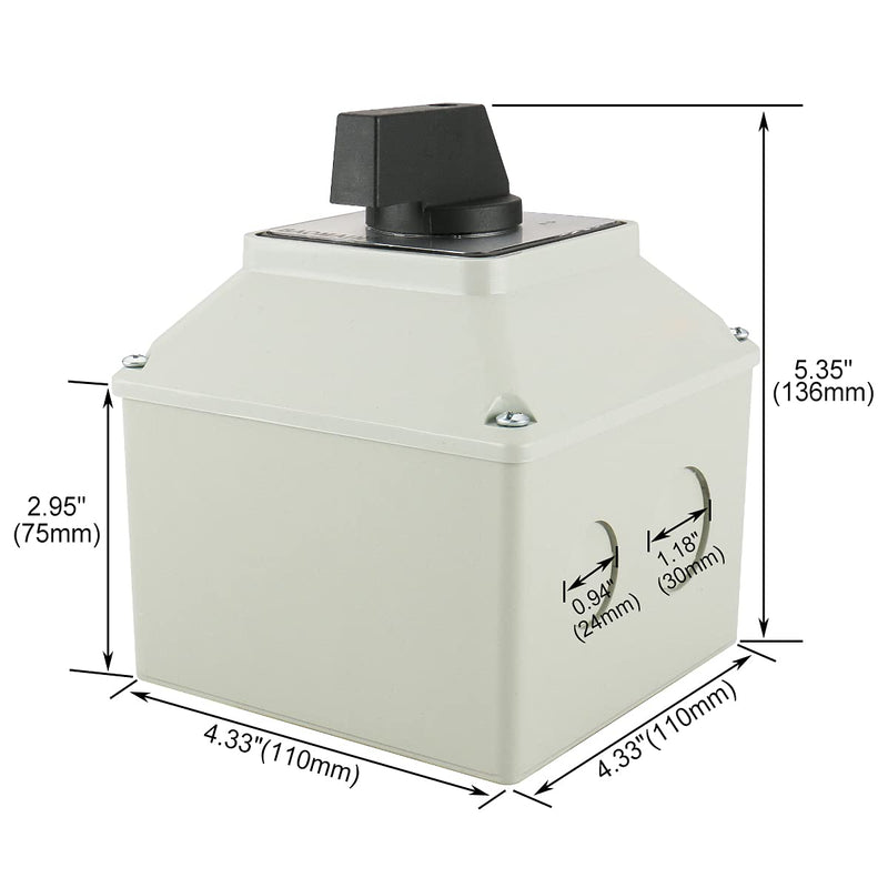 [Australia - AusPower] - Baomain Universal Rotary Changeover Switch SZW26-40/D303.3D with Master Switch Exterior Box 660V 40A 12 Position 3 Phase 