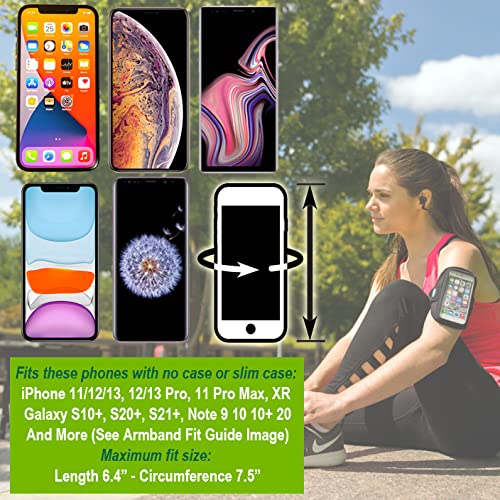 [Australia - AusPower] - Tune Belt AB91 Cell Phone Armband Holder Case for iPhone 13/13 Pro, 12/12 Pro, 11, 11 Pro Max, XS Max, XR, Galaxy S20/S21 Plus & More for Running & Working Out (Black) (Black Plus) Black Plus 