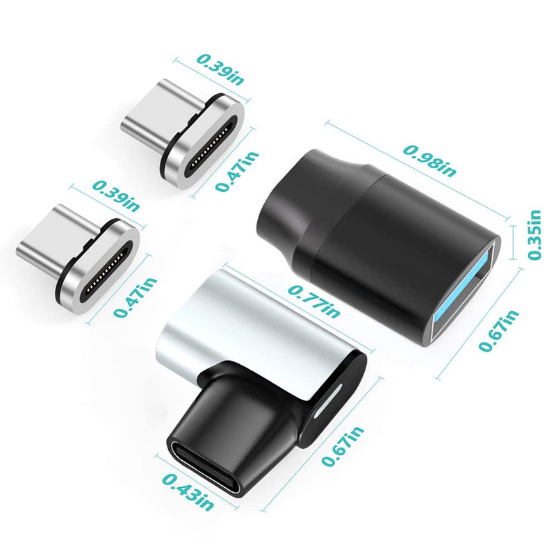 [Australia - AusPower] - USB C to USB Adapter Magnetic Connector + USB C Magnetic Adapter Right Angle PD 100W Data Transfer Compatible with MacBook Pro/Air/ Type C Devices 