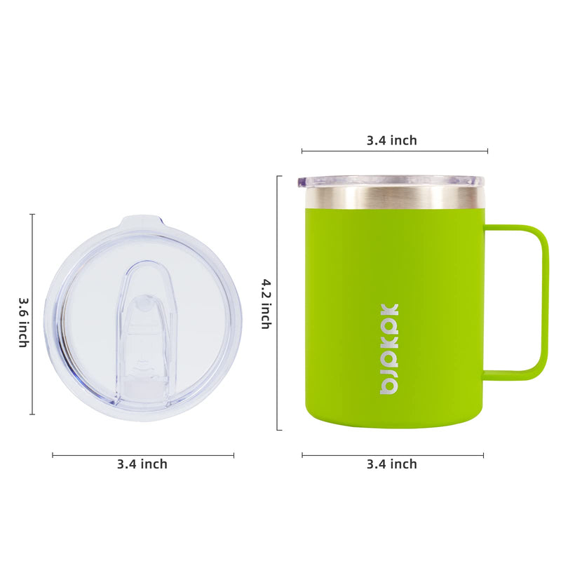 [Australia - AusPower] - BJPKPK 14oz Insulated Coffee Mug 2 Pack, Stainless Steel Camping Mug with Slider Lid, Travel Tumbler Cup, Coffee Thermos Outdoor Green 
