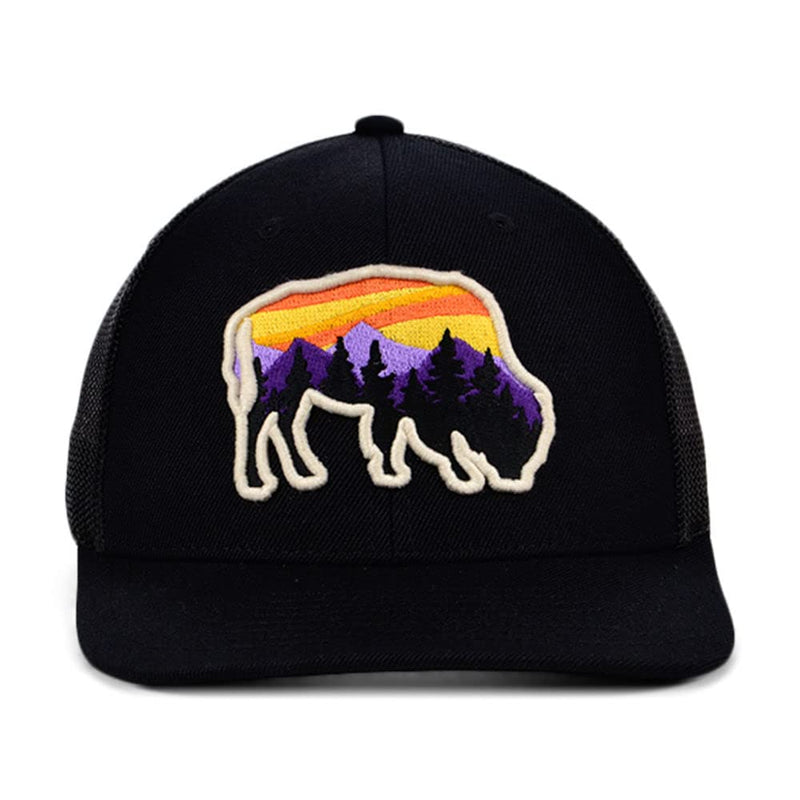 [Australia - AusPower] - Local Crowns Generic Fish Night Views Mountain Trucker Adjustable Snapback Black/Generic Fish Patch Cap Black/ Generic Fish Patch 