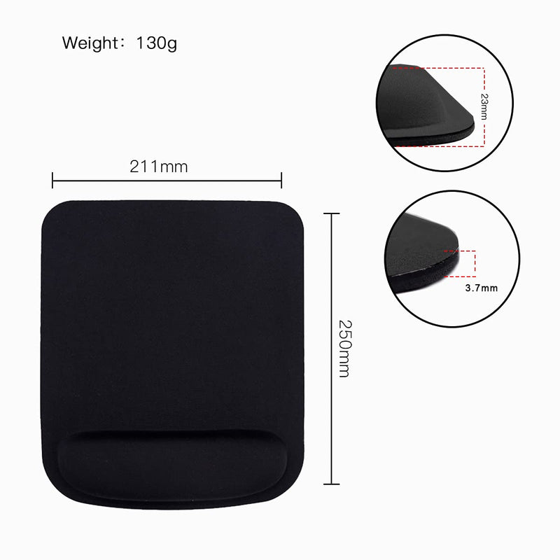 [Australia - AusPower] - WYGCH Office Desk Pad with Wrist Support,Monochrome Waterproof Leather Mouse Pad,Non-Slip Silicone Base for Computer,Laptop, Home,Office & Travel,(250*211*23mm Black) 