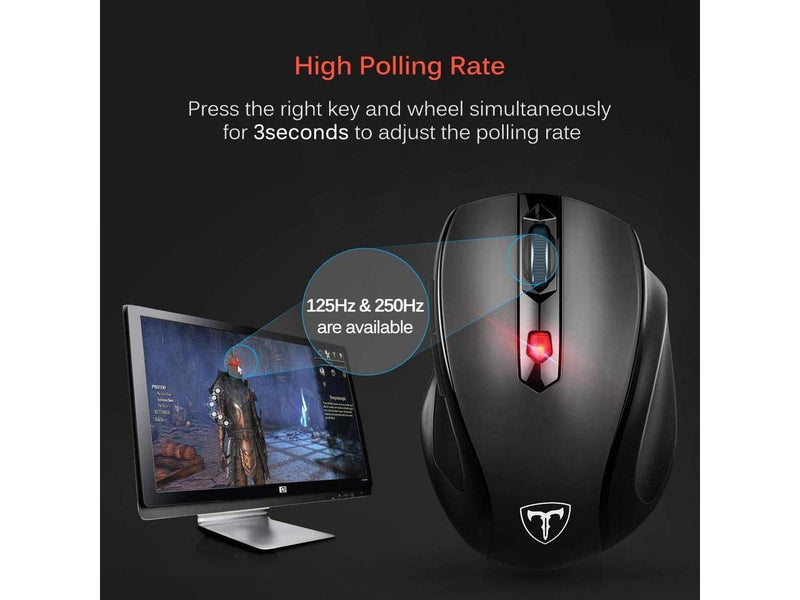 [Australia - AusPower] - Happy Fit 2.4G Wireless Mouse Portable Mobile Optical Mouse with USB Receiver, 5 Adjustable DPI Levels, 6 Buttons for Notebook, PC, Laptop, Computer, MacBook - Black - New 