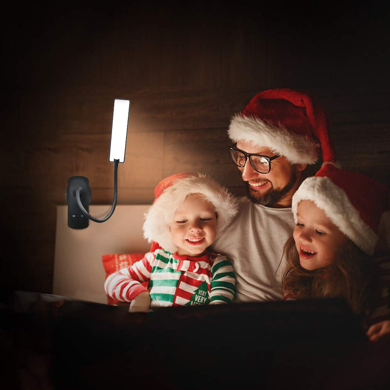 [Australia - AusPower] - CUHIOY Reading Light Clip, Portable Clip Desk Lamp, Eye Protect Clip on Light for Bed, Rechargeable Book Light, Led Headboard Reading Light, Clip Light for Reading with Flexible Neck, Kids Night Light Black 