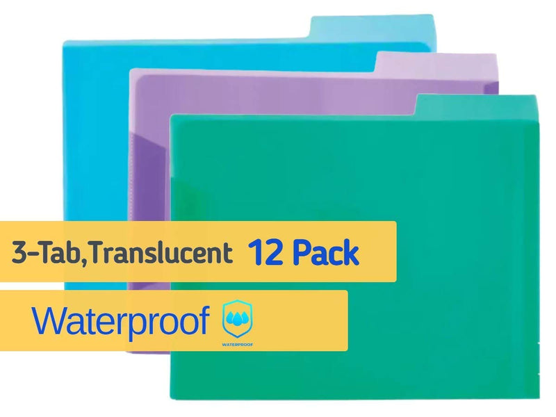 [Australia - AusPower] - 1InTheOffice Translucent Poly File Folders, Assorted, 12/Pack 