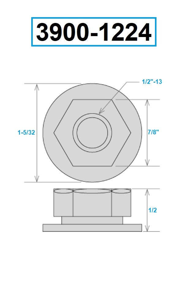 [Australia - AusPower] - HHIP 3900-1224 Flanged Nut, Steel, 1/2-13" 1/2"-13 Thread 