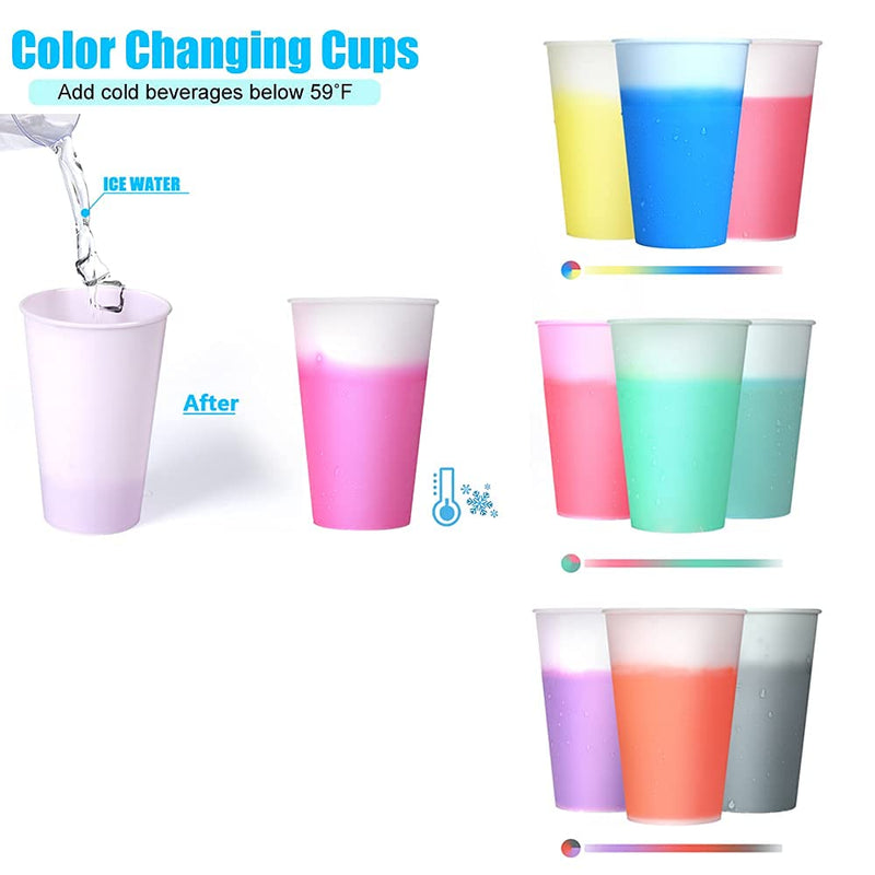 [Australia - AusPower] - Plastic Kids Cups with Lids and Straws - 10 Pack 12 oz Reusable Tumbler with Straw | Color Changing Cup with Lid Adults Bulk Travel Tumblers Drinking Cups for Cold Coffee 
