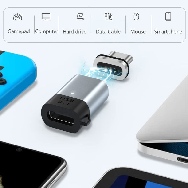 [Australia - AusPower] - USB C Magnetic Adapter Straight 100W + USB C to USB Adapter Magnetic C Connector Support Data Transfer Compatible with MacBook Pro/Air/ Type C Devices 