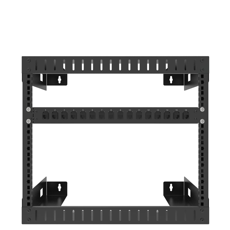 [Australia - AusPower] - Jingchengmei 16-Port 1U Hinged Rack Blank Patch Panel for Keystone Jack Cat.6 or Cat.5E, 19" Rackmount (H1UKS16H, Black) H1UKS16H 