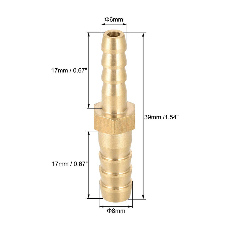 [Australia - AusPower] - uxcell Straight Brass Barb Fitting Reducer, Fit Hose ID 8mm to 6mm 