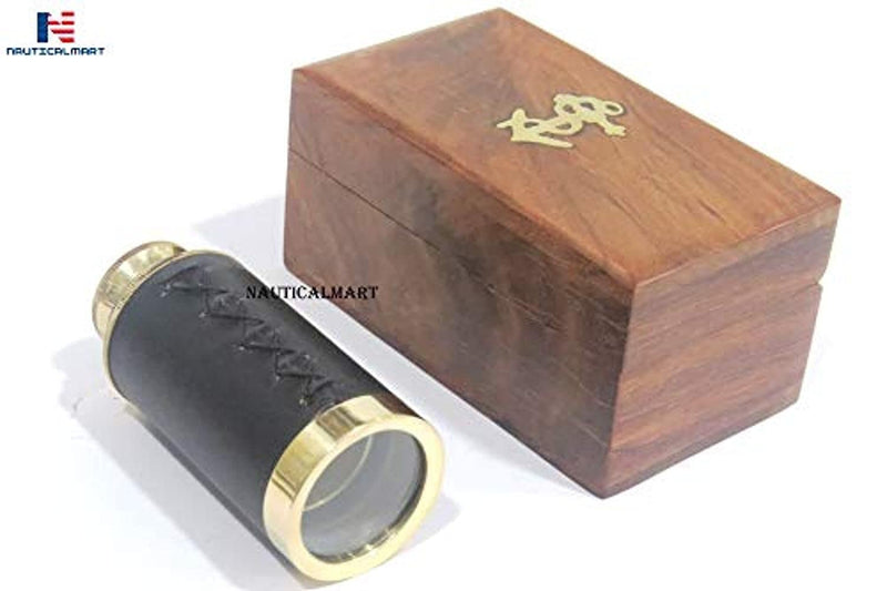 [Australia - AusPower] - 6" Handheld Brass Telescope Pirate Navigation with Rosewood Box Beautiful Handcrafted Nautical Gift 