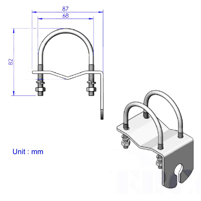 [Australia - AusPower] - UngSung Vehicle Truck BullBar Bumper Antenna Mount Bracket L Type with U Bolts Mast Clamp Accepted UHF-F, SO-239 to 3/8" x24 CB Stud, N-Female Connector for Amateur Ham, CB, Mobile Antenna 