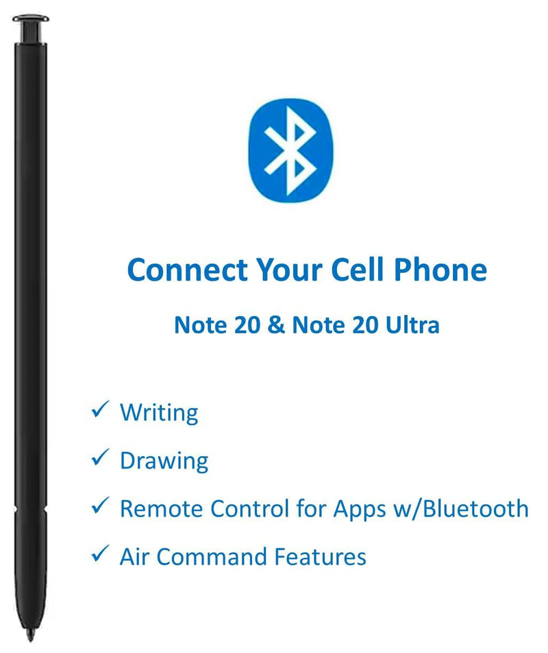 [Australia - AusPower] - Note 20 Ultra S Pen [withBluetooth] [Pen Tips 0.7mm] [4096 Pressure Sensor] for Samsung Galaxy Note 20 & Note 20 Ultra 5G All Version, Note 20 Stylus Pen Touch S Pen (Black) Black 