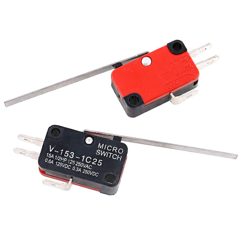 [Australia - AusPower] - Swpeet 10Pcs V-153-1C25 Micro Limit Switch Long Hinge Roller Momentary Cherry Push Button SPDT Snap Action Perfect for Arduino, Appliance and Electronic Equipment 
