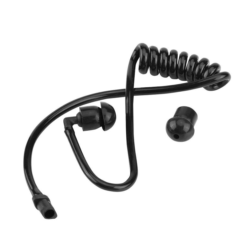 [Australia - AusPower] - Coiled Acoustic Tube Replacement for Two-Way Radio Audio Kits Headset Walkie Talkie Earpiece Packed of 5 Pieces with Ear Tips-Black 