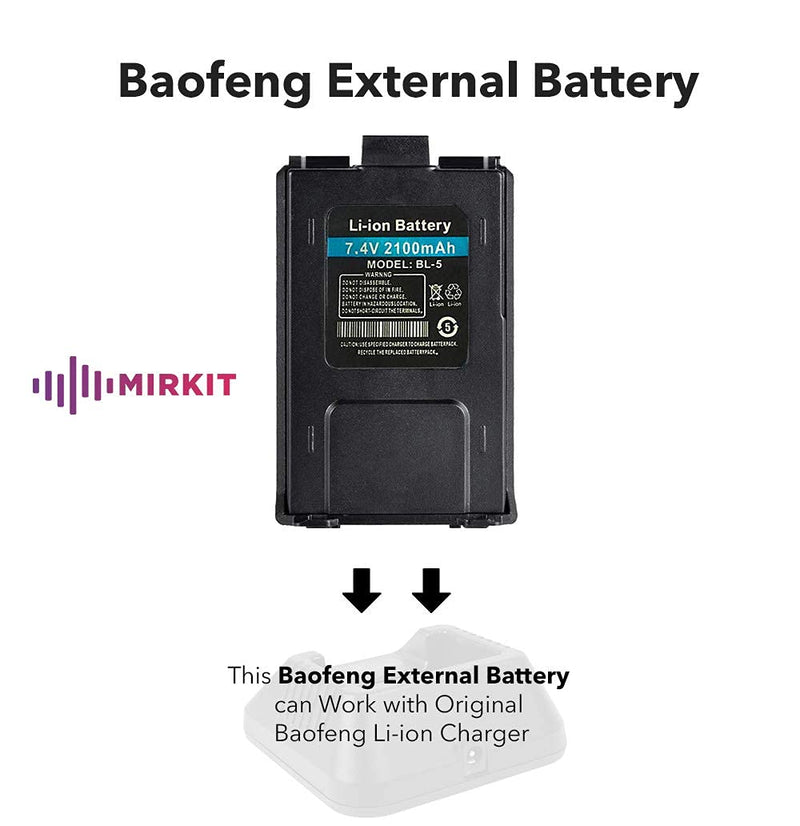 [Australia - AusPower] - Baofeng Battery BL-5 Li ion 7.4V 2100mAh for Two-Way HAM Radio UV-5R v2+ BF-F8HP Rechargeable Extended Batteries, Accessories and Parts for radios by Mirkit Radio USA Warranty 1X 