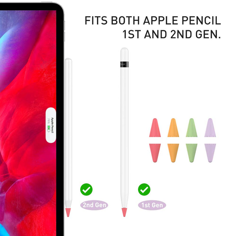[Australia - AusPower] - Delidigi 80 Pack Tips Cover for Apple Pencil 2nd Generation and 1st Gen Silicone Nibs Caps Writing Protection Accessories (Purple,Green,Orange,Red,80Pack) Purple,Green,Orange,Red 