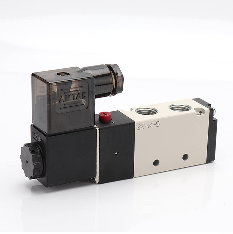 [Australia - AusPower] - Solenoid Valve 1/4"PT Pneumatic AirTAC 4V210-08 Air 12V/24V/110V/220V Single Coil Pilot-Operated Electric 2 Position 5 Way Connection Type (4V210 PT1/4, DC24V) 4V210 PT1/4 