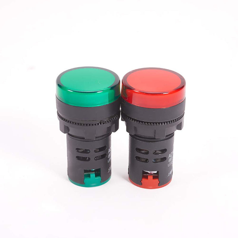 [Australia - AusPower] - Othmro 220V LED Signal Indicator Dash Light, 22mm/0.91inch Hole Diameter 8pcs AD16-22DS Plastic Shell Red Panel Mount Signal Pilot Dash Directional Lights Red,green 22mm/0.87 inch 