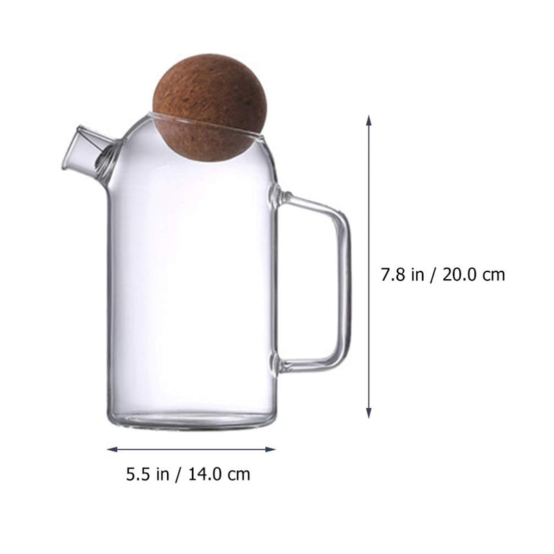 [Australia - AusPower] - DOITOOL Glass Pitcher Bottle with Cork Ball Lid Glass Tea Pot Beverage Water Carafe Glass Tea Kettle Iced Tea Pitcher for Home Use (800ml) 20X14X14CM 