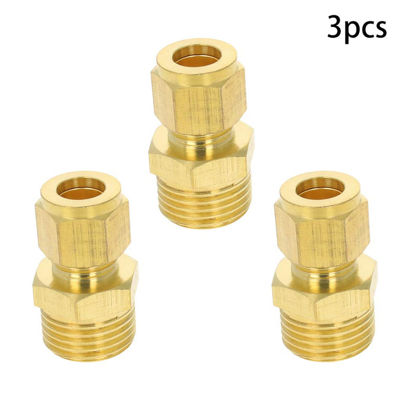 [Australia - AusPower] - MroMax Brass Compression Tube Fitting 9.5mm /0.37" ID Male Thread Pipe Adapter for Water Irrigation System 3pcs 