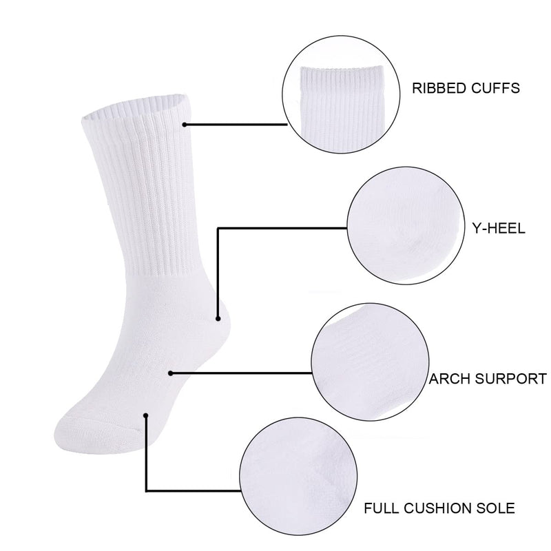 [Australia - AusPower] - Kids Boys/Girls' Cushioned Crew Socks Thick Cotton Athletic Socks 6 Pack 4-14 Years 4-6 Years Black+white,6 Pack 