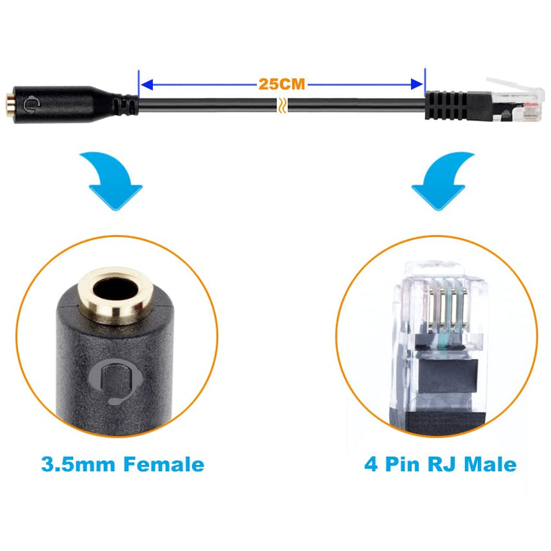 [Australia - AusPower] - VoiceJoy 3.5mm Smartphone Headset to RJ9 Adapter Cable - 3.5mm Stereo Headphone Converter,ONLY for Yealink IP Phones T28P,T32G,T41P,T38G,T42G,T46G,T48G etc 