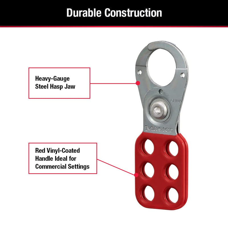 [Australia - AusPower] - Master Lock 420 Lockout Tagout Hasp with Vinyl-Coated Handle, Red 1" Inside Jaw Diameter 