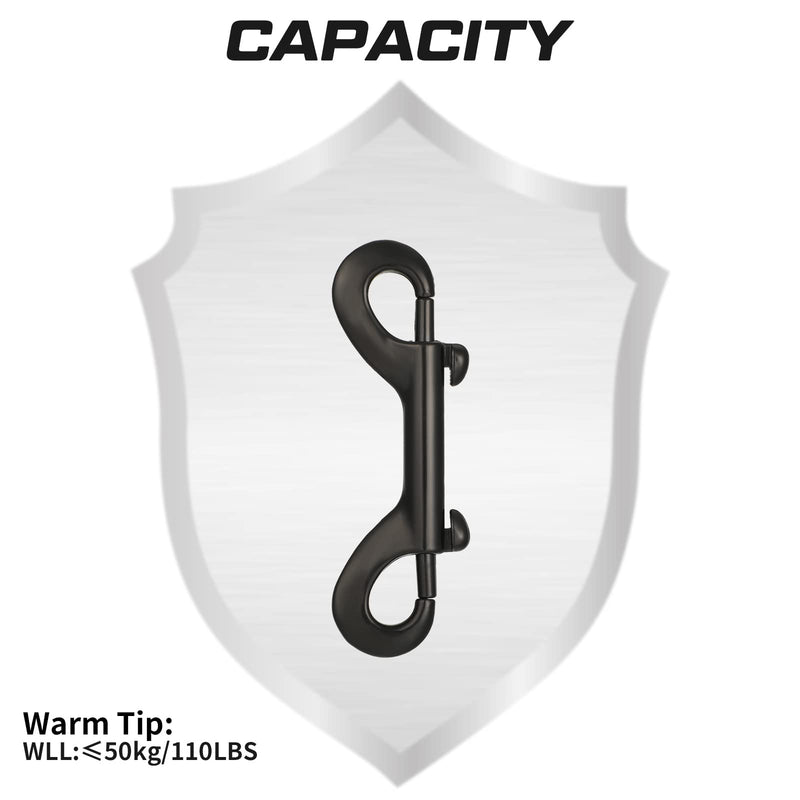 [Australia - AusPower] - 8 Pieces Double Ended Snap Hooks Bolt Snaps Heavy Zinc Alloy Multipurpose Double Sided Clips Chain Metal Clip Key Holder Black Snap Hooks for Water Bucket Dog Leash Feed Buckets, 3.5 Inches 