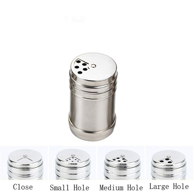 [Australia - AusPower] - 2 Pieces Stainless Steel Salt Spice Sugar Pepper Flavour Bottles Shaker Spice Bottle Airtight Spice Shaker with Top Rotatable Seasoning Shaker Kitchen Gadget,Small Size, Silver 