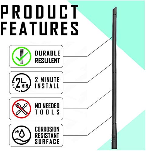 [Australia - AusPower] - BA-BOLING 13" Antenna Compatible with Jeep Wrangler JK JKU JL JLU Rubicon Sahara (2007-2021) | Flexible Rubber & Copper Antenna Mast Replacement Accessories | Designed for Optimized FM/AM Reception 