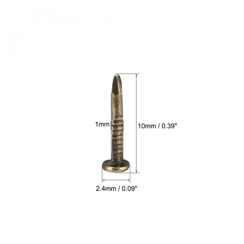 [Australia - AusPower] - uxcell Small Tiny Hardware Nails Carbon Steel 1X10mm(DXL) for DIY Decorative Wooden Boxes Accessories Bronze Tone 300pcs 