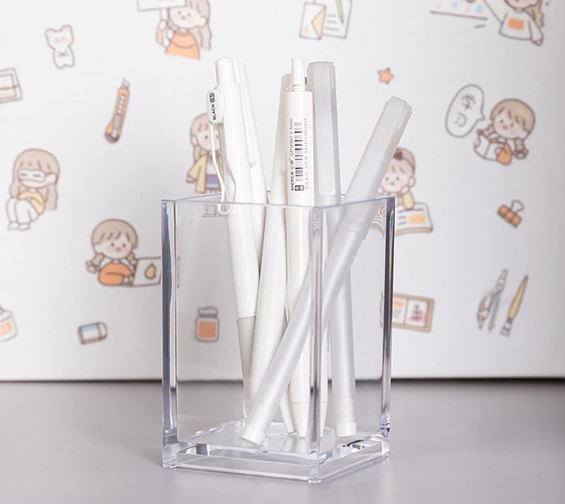 [Australia - AusPower] - 2 Pack Clear Acrylic Pencil Pen Holder Cup, Makeup Brush Holder Acrylic Desk Accessories 
