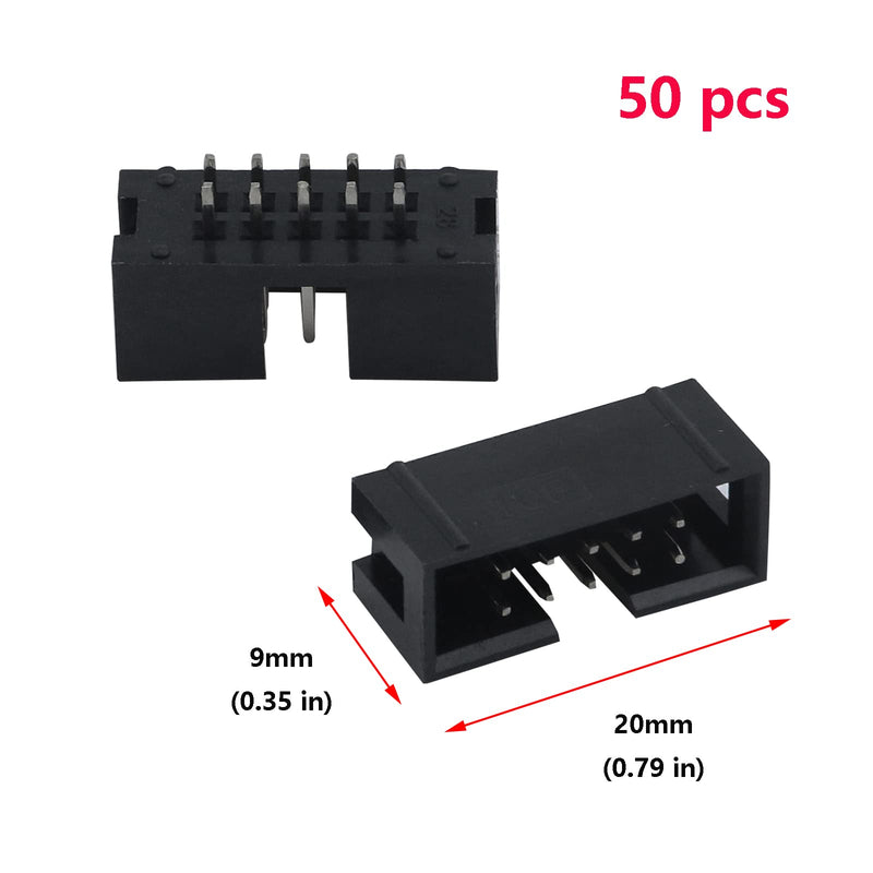 [Australia - AusPower] - Antrader Pitch 2.54mm DC3-10 Pin Straight Male Shrouded PCB IDC Socket Box Header 50 Pcs 10 Pin 