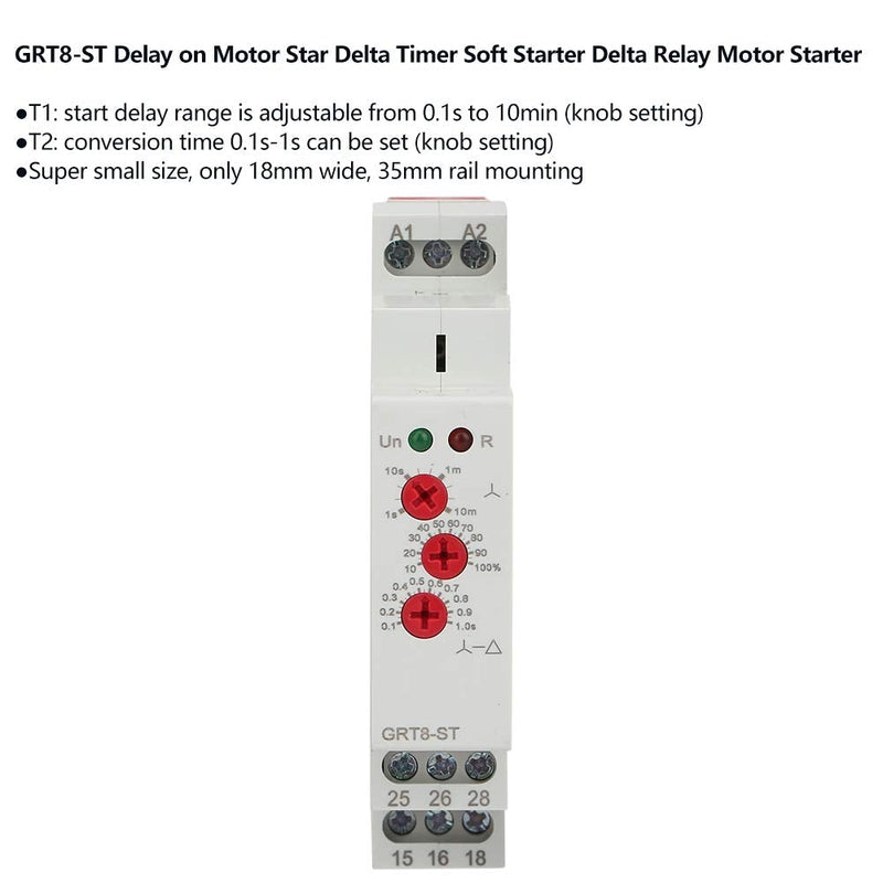 [Australia - AusPower] - YWBL-WH GRT8-ST Delay On Timer Soft Starter, Electronic Timer Delay Motor Starter Control, AC/DC12V~240V 