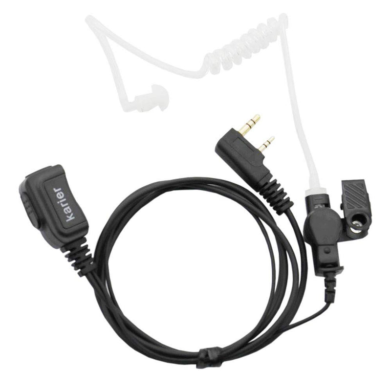 [Australia - AusPower] - Karier 2 Pin Earpiece Headset with PTT Mic and Transparent Acoustic Tube for Kenwood Nexedge Hytera Puxing Wouxun Radio UV-82 UV-5R BF-F9 BF-888S TK260 TH-215 H-777 RT21 GT-3TP (5 Pack) 